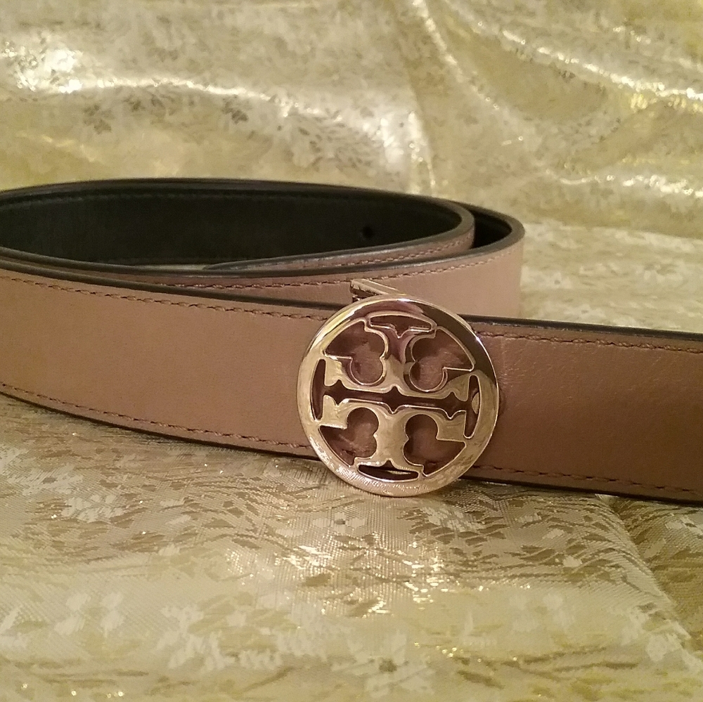 Tory Burch Gold Logo Reversible Belt